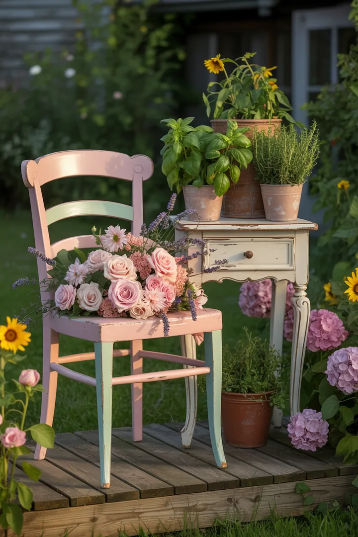 Bunte Frühlingskränze und kreative Türdekorationen für den Garten, umgeben von lebhaften Farben und frischen Akzenten, verleihen jedem Außenbereich einen einladenden Charme.