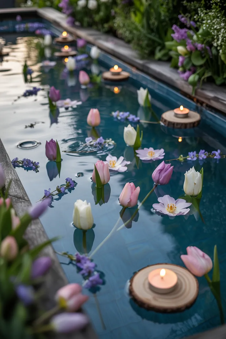 Bunte Frühlingskränze und stilvolle Türdekorationen für den Garten schaffen eine einladende Atmosphäre. Ergänzende Blumendeko in Pflanzgefäßen und fröhliche Outdoor-Textilien setzen frische Akzente. Farbige Accessoires wie Vasen und Laternen bringen lebendige Trends in die Gartengestaltung.