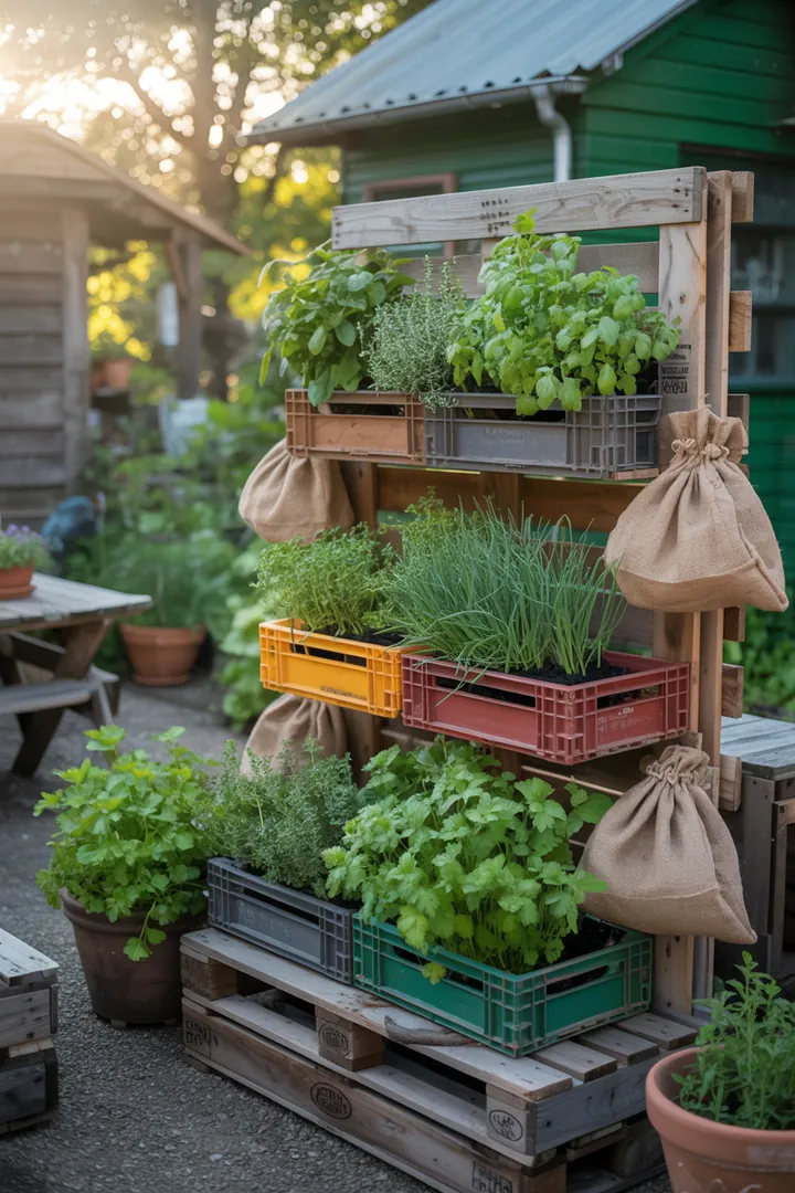 Bunt gestaltete Gartenprojekte für den Frühling: Farbige Behälter, kreative Pflanzenschilder und stimmungsvolle Beleuchtungsideen aus Naturmaterialien.