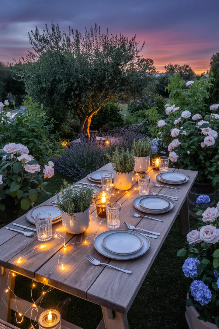 „Fröhliche Frühlingsdekoration in Pastelltönen für eine Gartenfeier im Freien, mit gemütlichen Sitzmöglichkeiten, stimmungsvollem Licht und Buffetideen für ein entspanntes Beisammensein. Inspirierende Spiele und wetterfeste Pavillon-Optionen ergänzen das fröhliche Ambiente.“