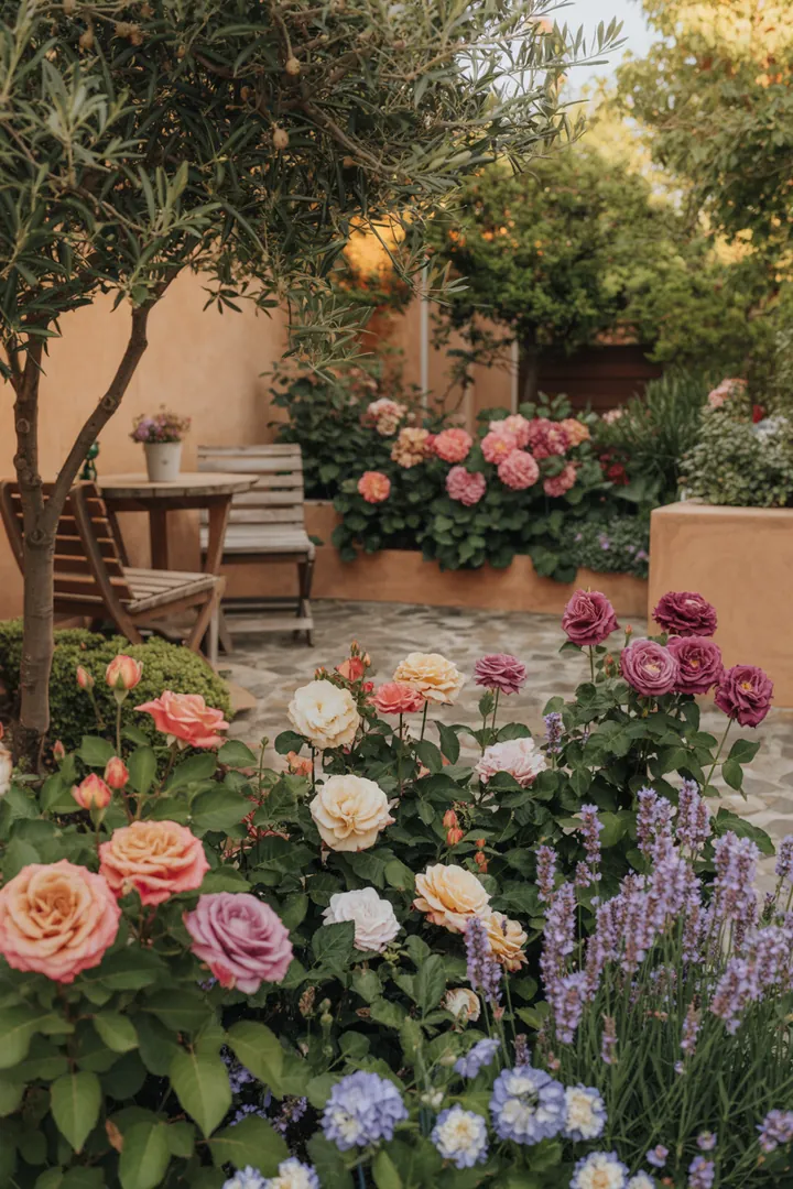 „Frühlingserwachen im Garten: Erste Pflanzen sprießen, Outdoor-Bereich wird lebendig, frische Farben und Aktivitäten im Freien laden zum Genießen ein.“