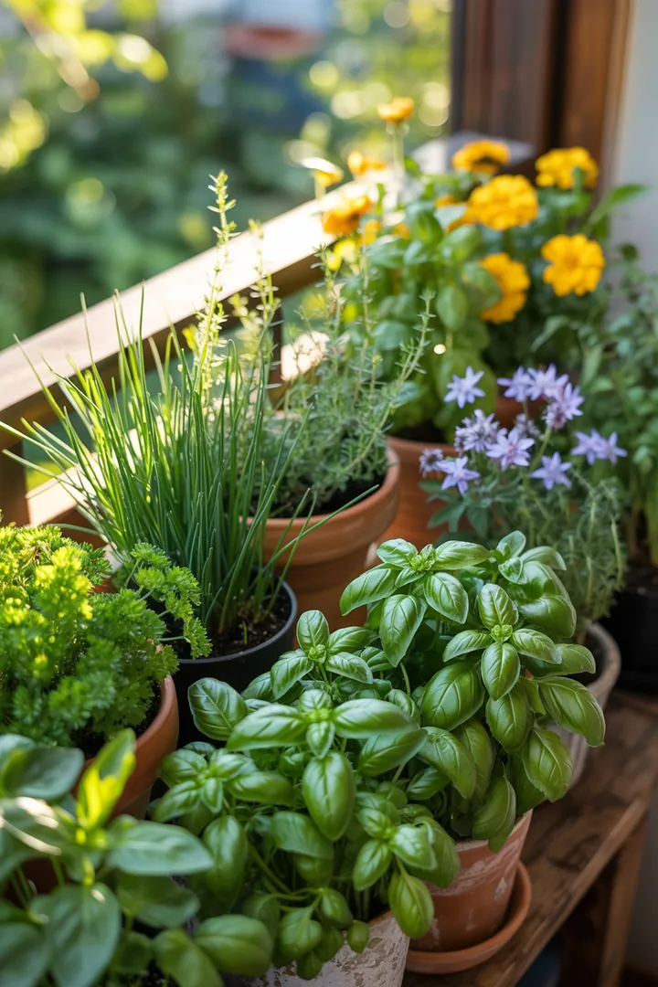 Bunt blühende Pflanzen und kreative Gestaltungselemente für eine fröhliche Frühlingsatmosphäre in kleinen Gärten, die Natur anziehen und einladende Sitzplätze bieten.