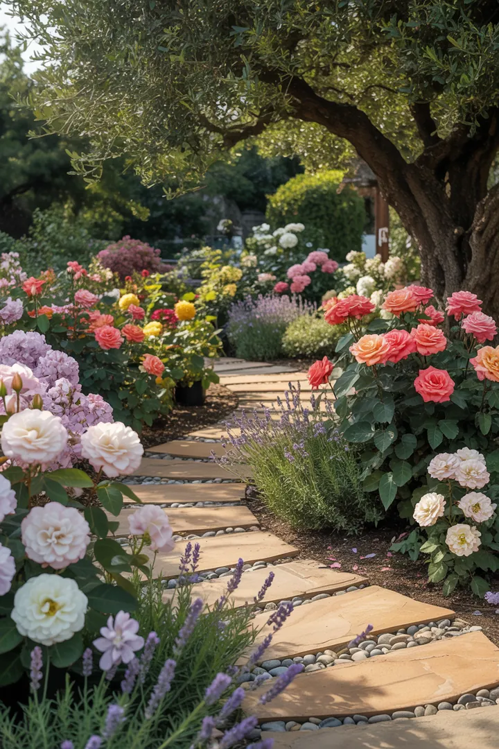 Bunt blühende Pflanzen und innovative Gestaltungsideen für kleine Gartenräume im Frühling, die Natur fördern und gemütliche Sitzbereiche bieten.