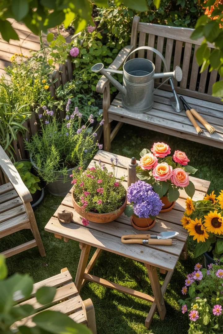 Bunt blühende Pflanzen für kleine Gärten im Frühling, innovative Sitzbereiche, harmonische Farbspiele und nachhaltige Pflegeideen für eine lebendige Gartenlandschaft.
