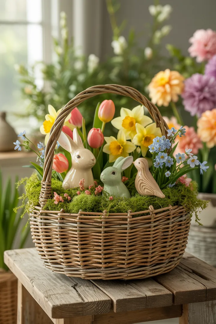 Bunt blühende Pflanzen und kreative Sitzbereiche im Frühling, die harmonische Farben kombinieren und einladende Strukturen im Garten schaffen, inklusive pflegeleichter, schnell wachsender Pflanzen und tierfreundlicher Ideen.