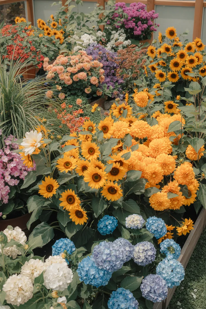 Bunt blühende Pflanzen und kreative Sitzbereiche verleihen kleinen Gärten im Frühling Leben, während strukturierte Beete und Rasenflächen eine harmonische Gestaltung unterstützen.