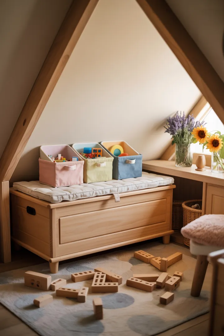 Ein stilvolles Wandregal aus Holz mit dekorativen Kisten, perfekt zur Aufbewahrung und Präsentation von persönlichen Gegenständen und Accessoires in einem modernen Raum.