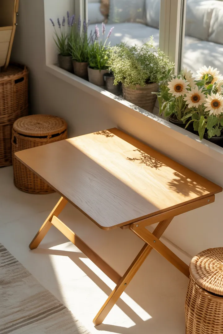 Ein stilvolles Wandregal aus Holz, das dekorative Kisten beherbergt und idealen Stauraum für Bücher und Accessoires bietet.