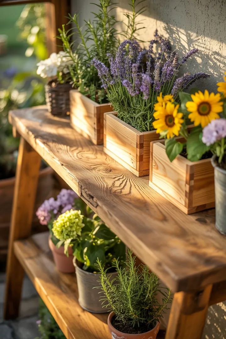 Ein stilvolles Wandregal aus Holz, das mit dekorativen Kisten gefüllt ist, bietet eine praktische und ansprechende Aufbewahrungslösung für jeden Raum.