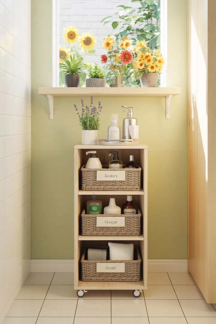 Ein stilvolles Wandregal aus Holz mit offenen Fächern, auf denen dekorative Kisten platziert sind und Platz für Bücher und Accessoires bietet.