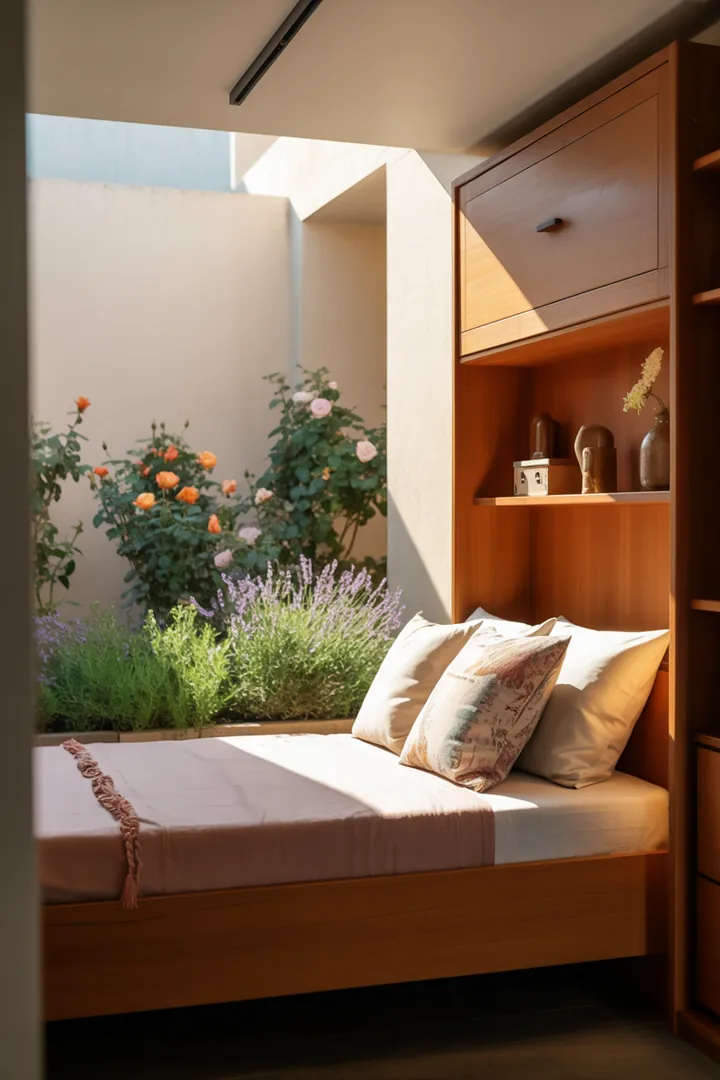 Ein stilvolles Wandregal aus Holz, das mit dekorativen Kisten gefüllt ist und Platz für Bücher und Accessoires bietet.