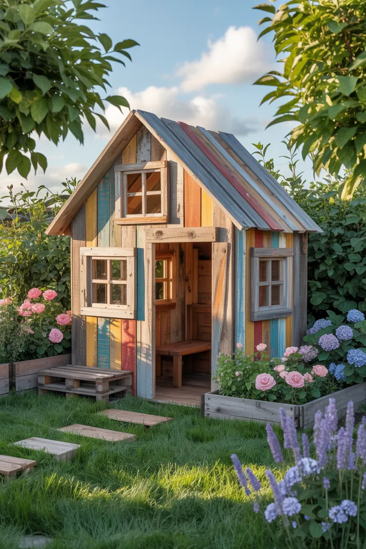 Ein kreatives DIY-Projekt zeigt innovative Möbel aus recyceltem Holz, ideal für Garten und Innenräume, perfekt für Selbstbau-Enthusiasten.