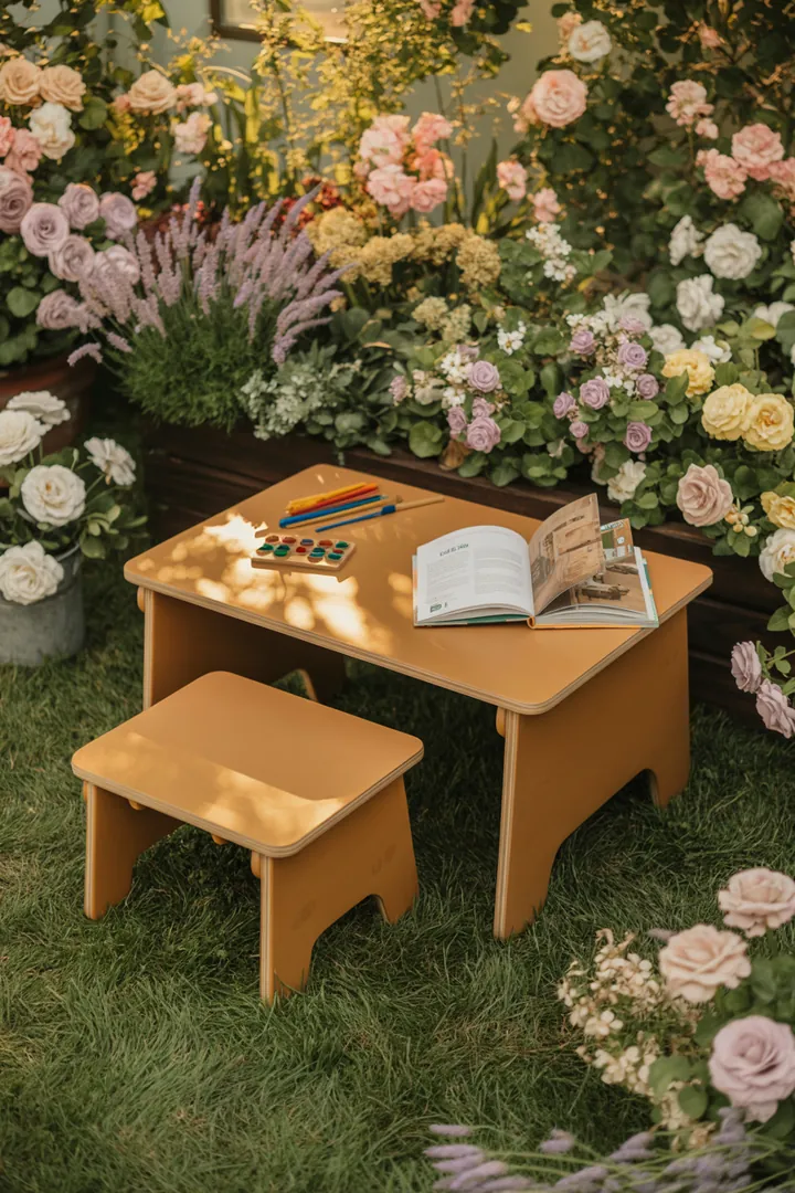 Ein kreatives DIY-Projekt für den Garten, das aus recyceltem Holz gefertigt ist, ideal für individuelle Möbelstücke und Gartenverschönerungen.