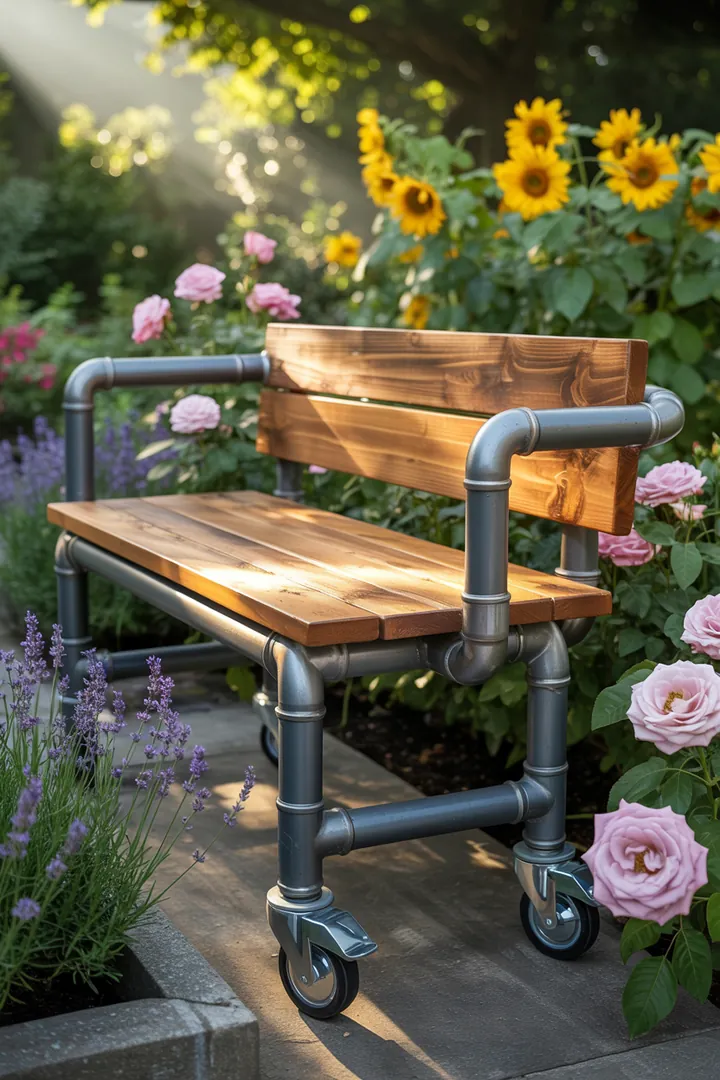 Ein rustikales Möbelstück aus recyceltem Holz, ideal für kreative Heimwerker, die ihre Garten- und Innenräume mit nachhaltigen Projekten verschönern möchten.