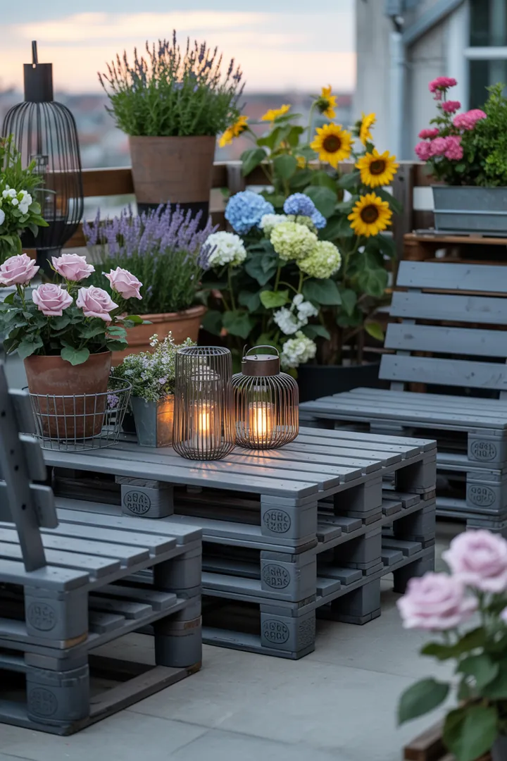 Kreativ gestaltete Sitzgelegenheit aus wiederverwendetem Holz, ideal für Garten und Terrasse, inspiriert von nachhaltigen Bauideen und DIY-Projekten.