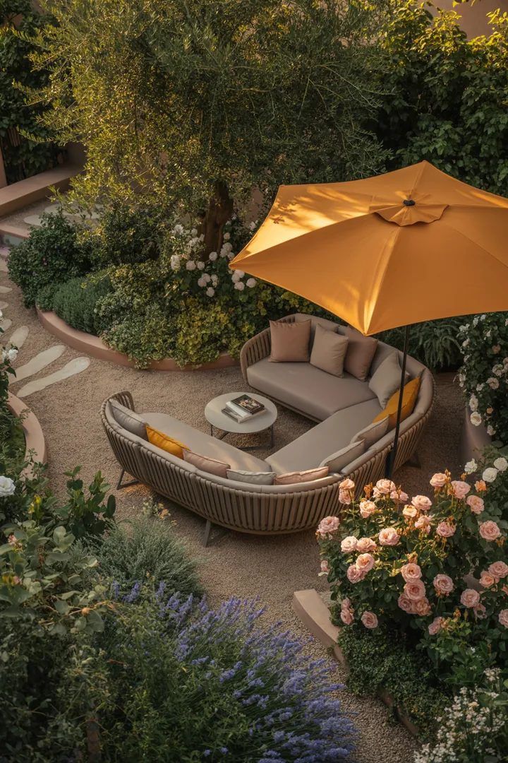 Elegante Sitzgruppe für den Außenbereich, die durch zeitgemäße Ästhetik und hochwertige Materialien besticht, ideal für stilvolle Garteninszenierungen.