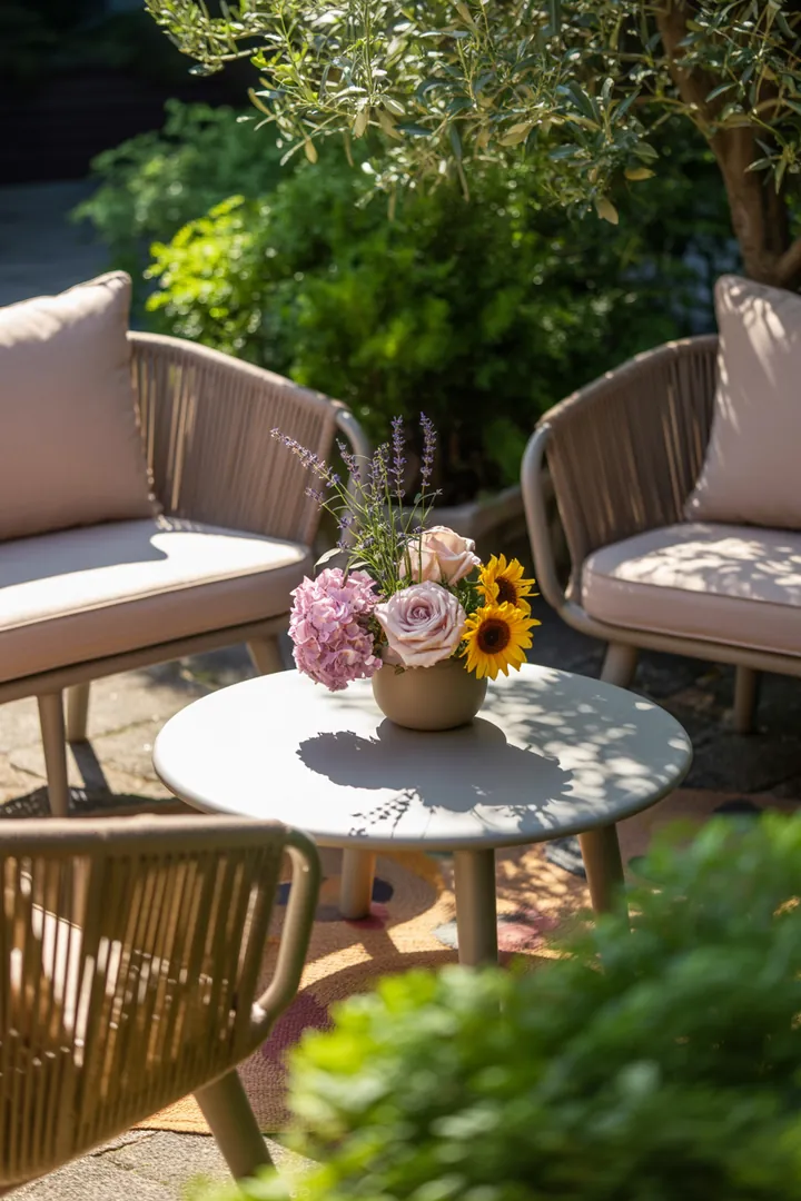 Elegante und zeitgemäße Möbel für den Außenbereich, die durch ihre stilvolle Formensprache und hochwertige Verarbeitung bestechen. Ideal für trendbewusste Gartenliebhaber.