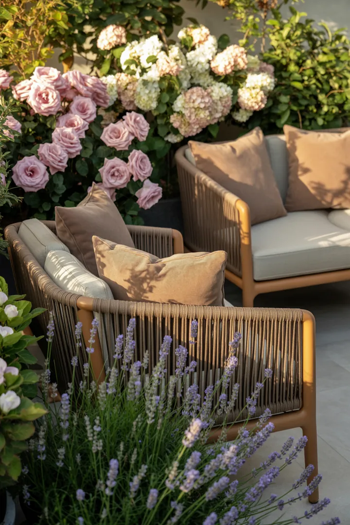 Elegante Gartenmöbel in zeitgemäßem Stil, die durch ihre moderne Optik und hochwertige Verarbeitung überzeugen, ideal für stilvolle Outdoor-Designs.