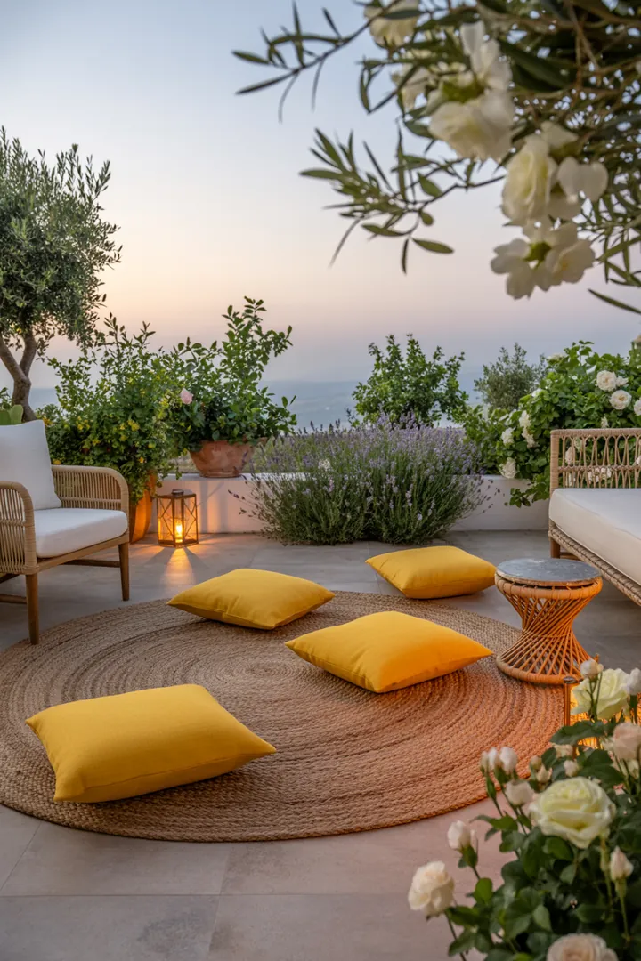 Elegante Outdoor-Umgebung mit harmonischen Möbel-Kombinationen und kreativen Ideen zur Terrassengestaltung und stilvollen Inspiration für gemütliche Momente.