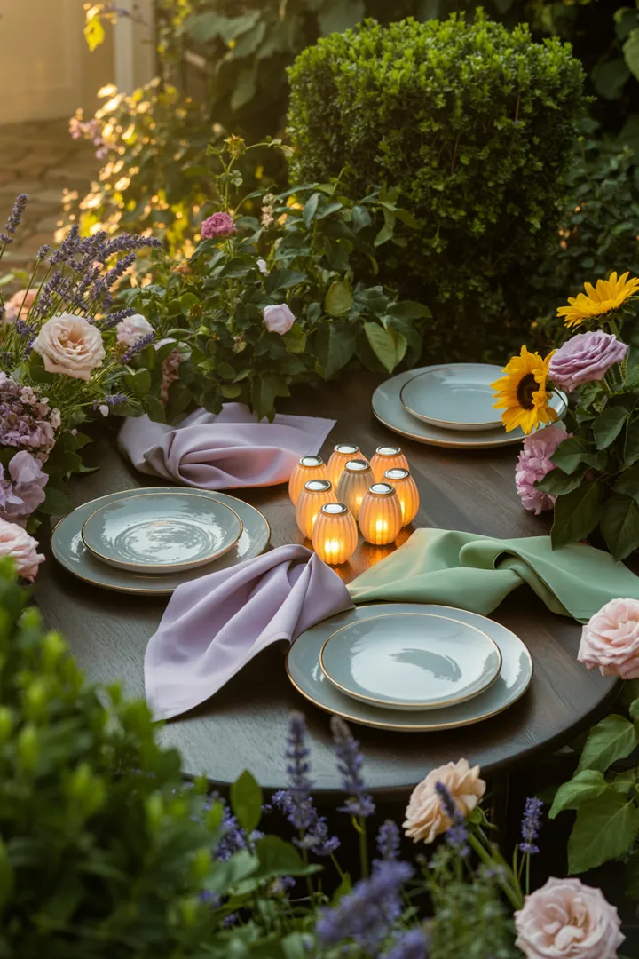 Gemütliche Sitzgruppe für den Außenbereich, perfekt für gesellige Mahlzeiten im Freien mit stilvollem Esstisch und passenden Stühlen. Ideal für Terrassen und Gärten.