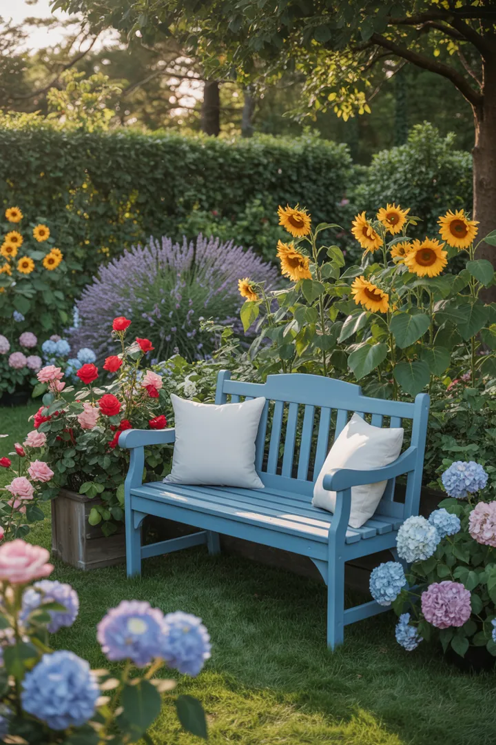 Ein Handwerker verleiht einer Außeneinrichtung neuen Glanz durch sorgfältigen Anstrich und Holzpflege, um die Möbel zu schützen und aufzufrischen.