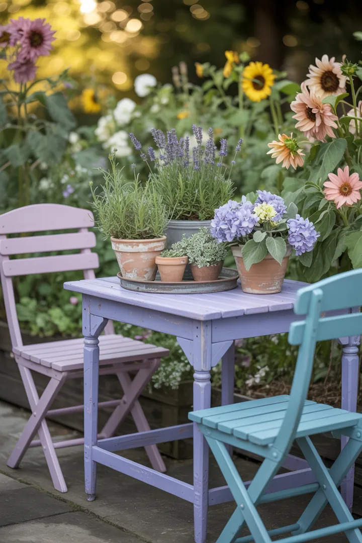 Ein Handwerker verleiht Outdoor-Möbeln durch sorgfältiges Lackieren und Holzpflege neuen Glanz, um sie vor Witterungseinflüssen zu schützen.