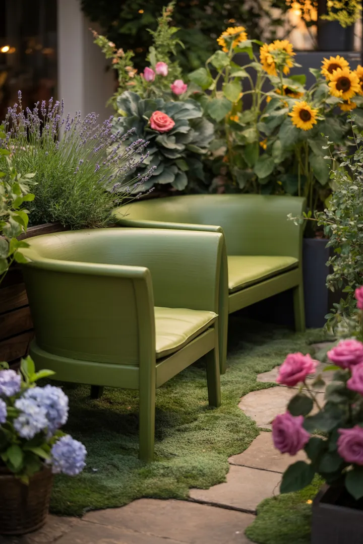 Ein handwerklicher Prozess zeigt die Auffrischung von Gartenmöbeln mit hochwertigem Anstrich zur Holzpflege und zum Schutz, um deren Langlebigkeit zu gewährleisten.