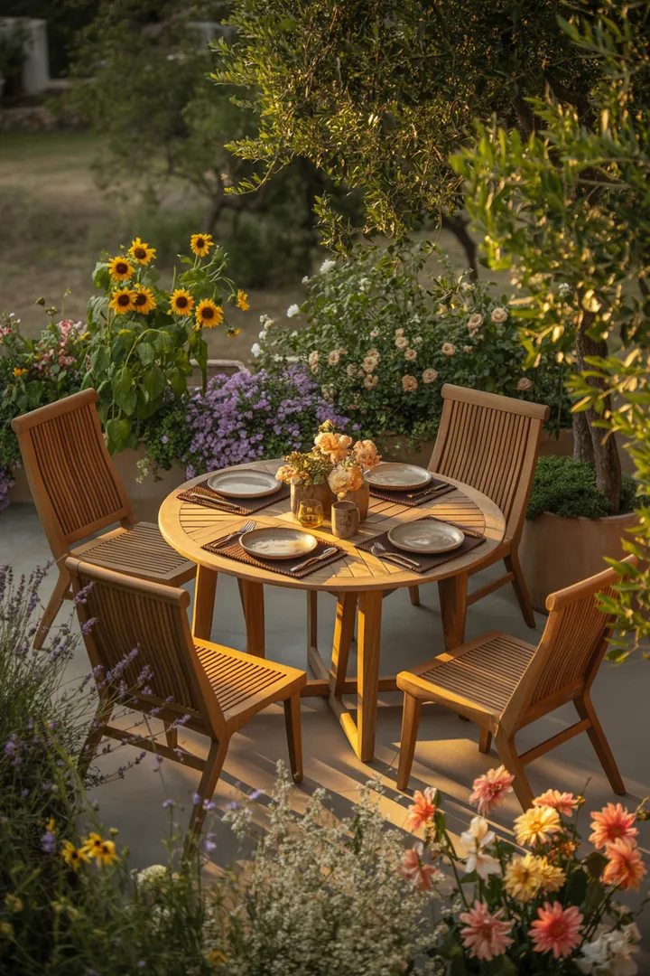 Elegante Möbel für den Außenbereich, ideal für stilvolle Terrassen und entspannte Gartensettings, einschließlich modischer Sitzgelegenheiten und ansprechender Designs.