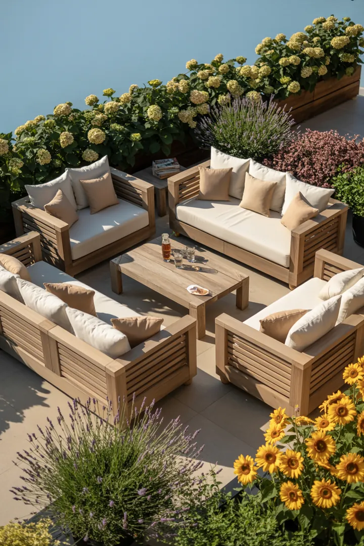 Elegante Möbel für den Außenbereich mit stilvollen Sitzgelegenheiten und harmonischen Designs, ideal für Gartensets und moderne Outdoor-Einrichtung.