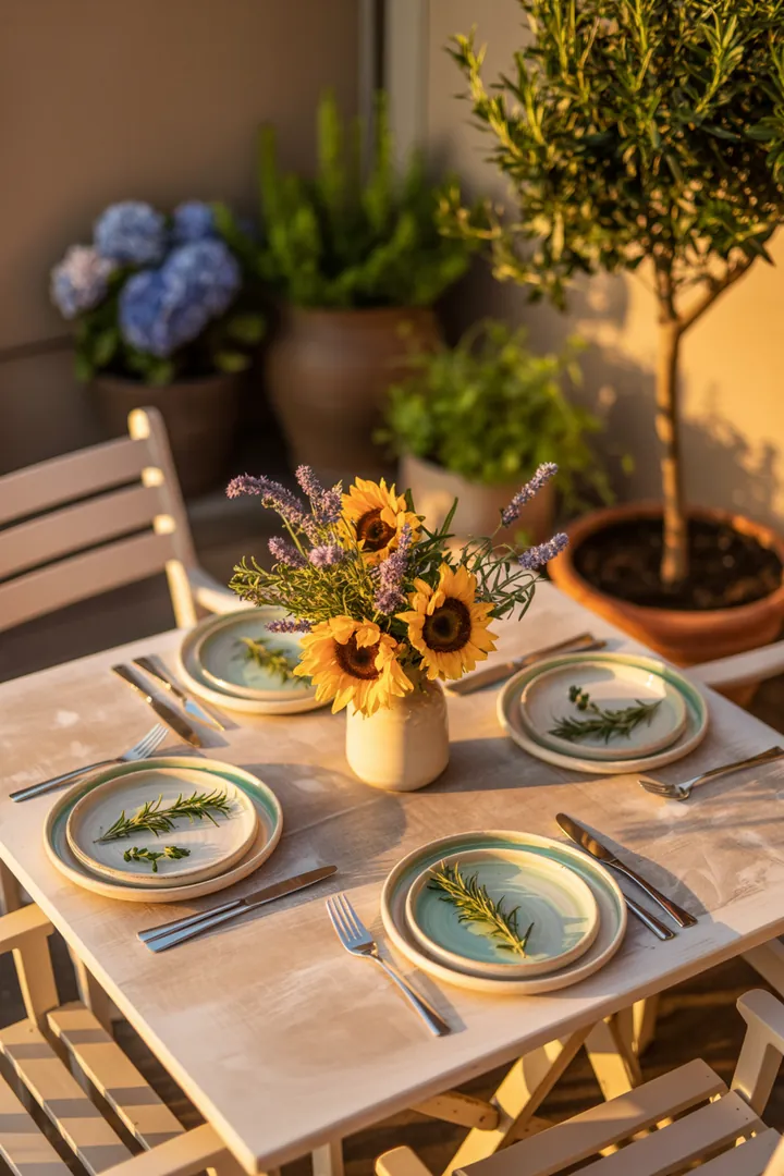 Gemütliche Sitzgruppe für den Außenbereich mit stilvollen Gartenstühlen und eleganten Möbeln, ideal für entspanntes Beisammensein im Freien.