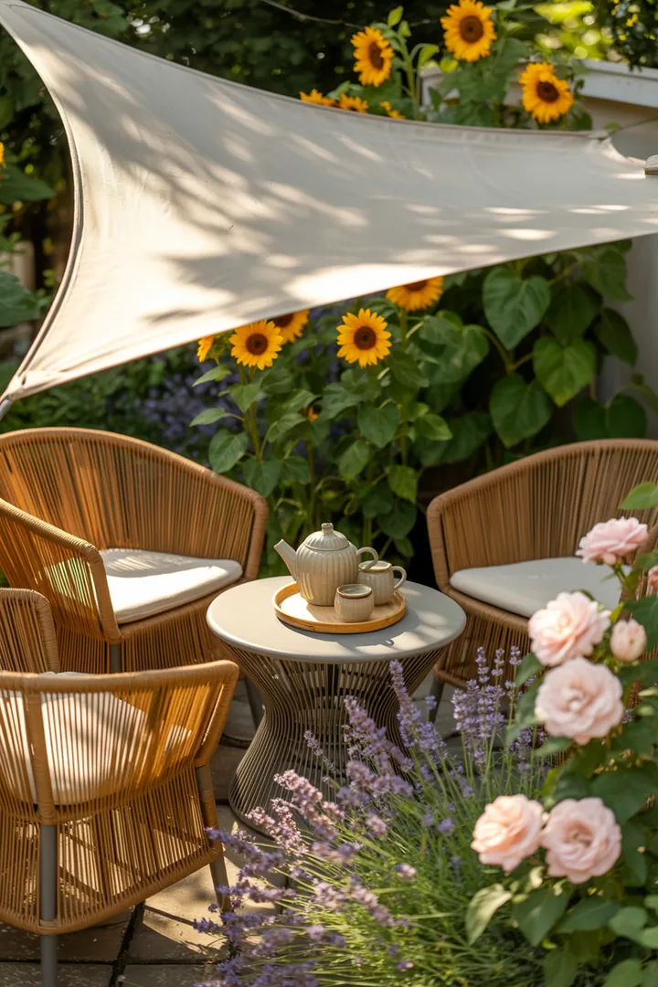 Elegantes Outdoor-Design mit stilvollen Gartenstühlen und harmonisch angeordneten Gartensets, ideal für gemütliche Stunden im Freien.