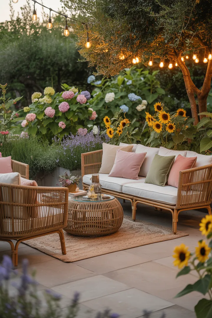 Gemütliche Sitzgruppe aus Rattan für entspannte Stunden im Freien, ideal für Garten- und Terrassenlounge, perfekt zum Relaxen in der Outdoor-Oase.