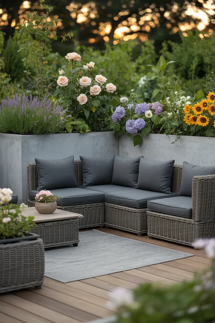 Gemütliche Sitzgelegenheit im Freien mit stilvollen Relaxmöbeln, ideal für entspannte Stunden in der Gartenlounge oder auf der Terrasse. Perfect für die Rattanlounge.