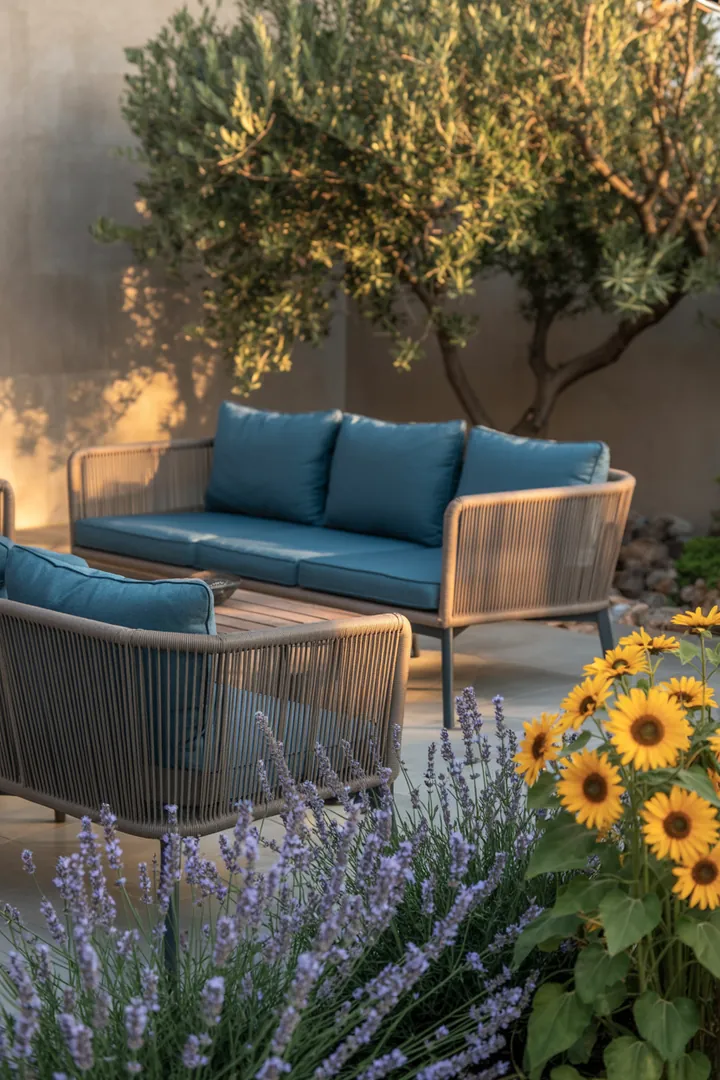 Elegante, zeitgemäße Sitzgelegenheit für den Außenbereich, ideal für stilvolle Entspannung und modernes Wohnen im Freien.