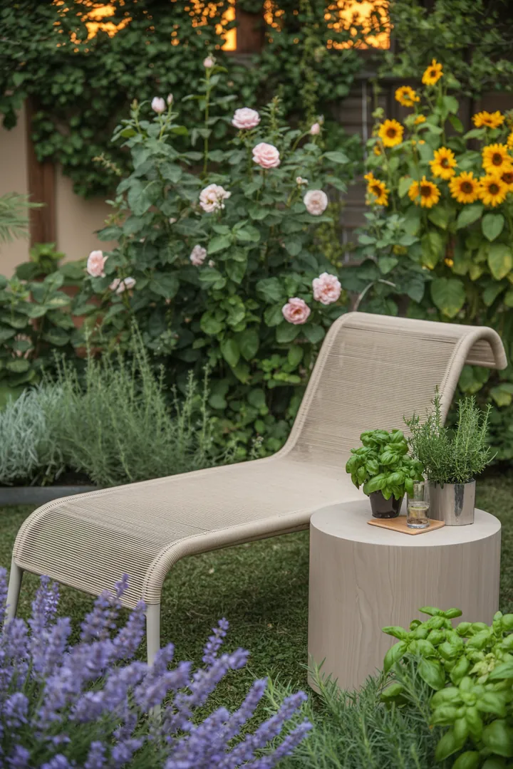 Elegante, zeitgenössische Sitzmöbel für den Außenbereich, die durch ihren minimalistischen Stil und trendige Ästhetik bestechen.