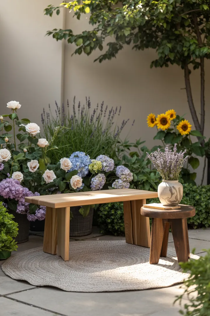 Ein stilvolles, modernes Möbelstück für den Außenbereich, das durch minimalistisches Design und trendige Akzente besticht. Ideal für entspannte Loungemomente.