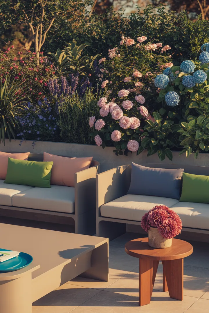 Elegante, zeitgemäße Sitzgelegenheit im Freien, die durch schlichtes Design besticht und ideal für entspannte Stunden ist.