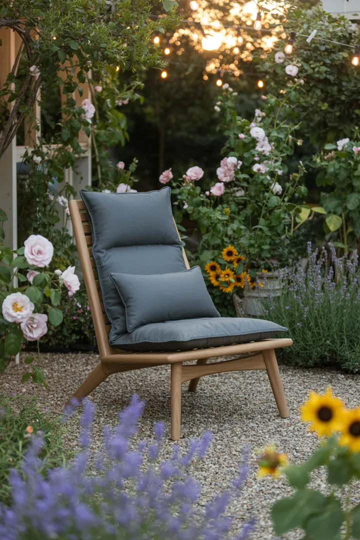 Elegante, zeitgemäße Sitzgelegenheit für den Außenbereich, ideal für entspannte Momente und stilvolle Gestaltung im minimalistischen Wohnkonzept.