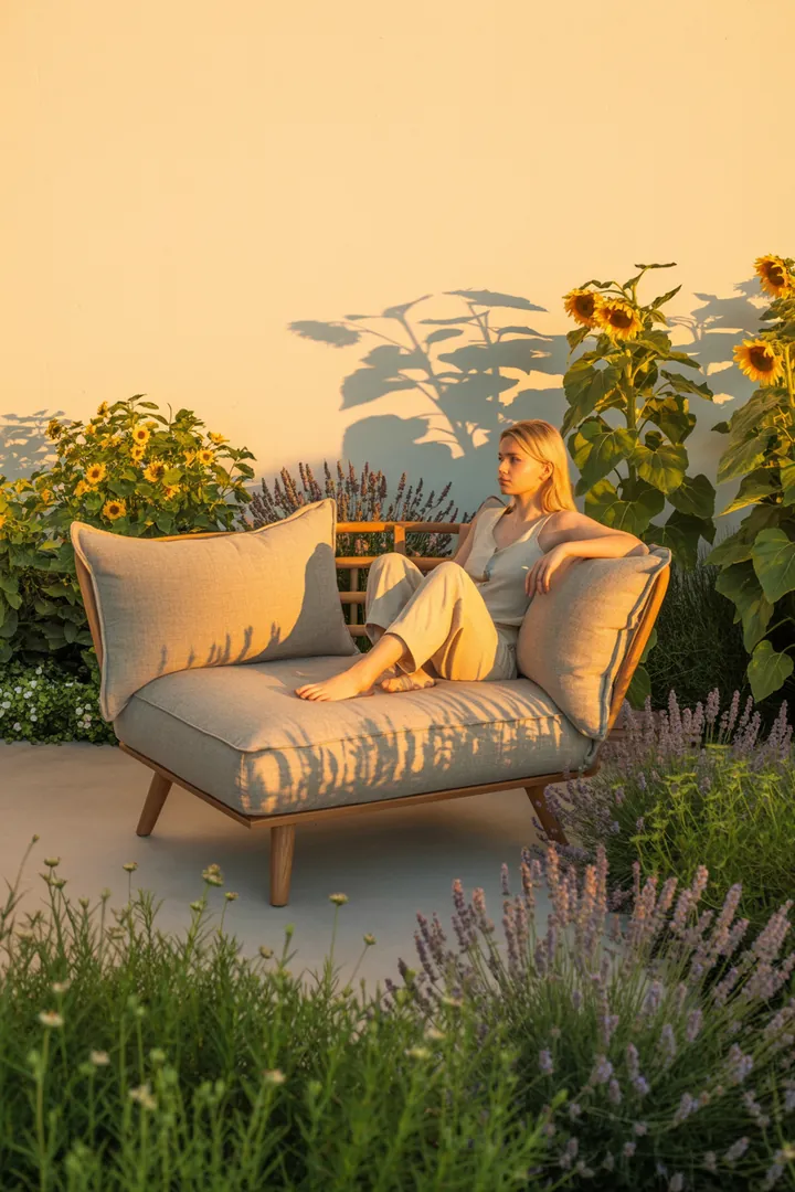 Elegante und zeitgemäße Outdoor-Lounge mit minimalistischer Ästhetik, ideal für stilvolle Entspannung im Freien. Perfekte trendmöbel für jeden Garten.