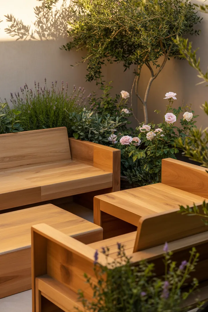 Elegante, zeitgemäße Möbel für den Außenbereich, die durch ihr schlichtes Design und moderne Ästhetik bestechen und zum Entspannen einladen.