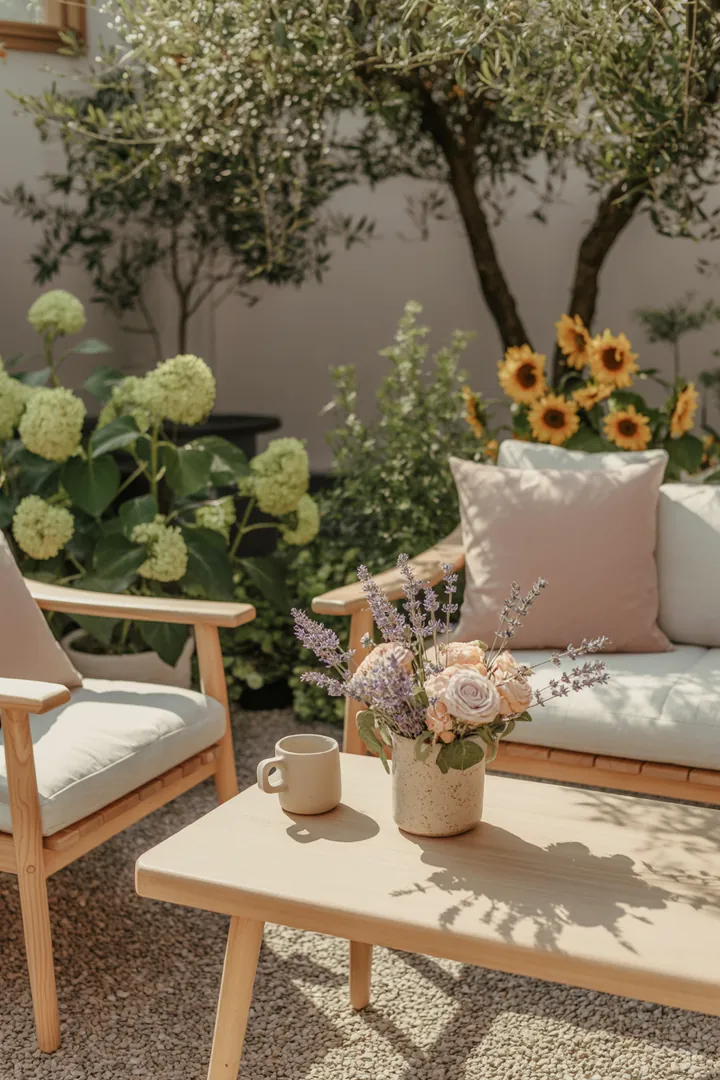 Elegante, zeitgemäße Sitzgelegenheit für den Außenbereich, die eine harmonische Verbindung aus minimalistischer Ästhetik und modernen Trends in der Möbelgestaltung schafft.