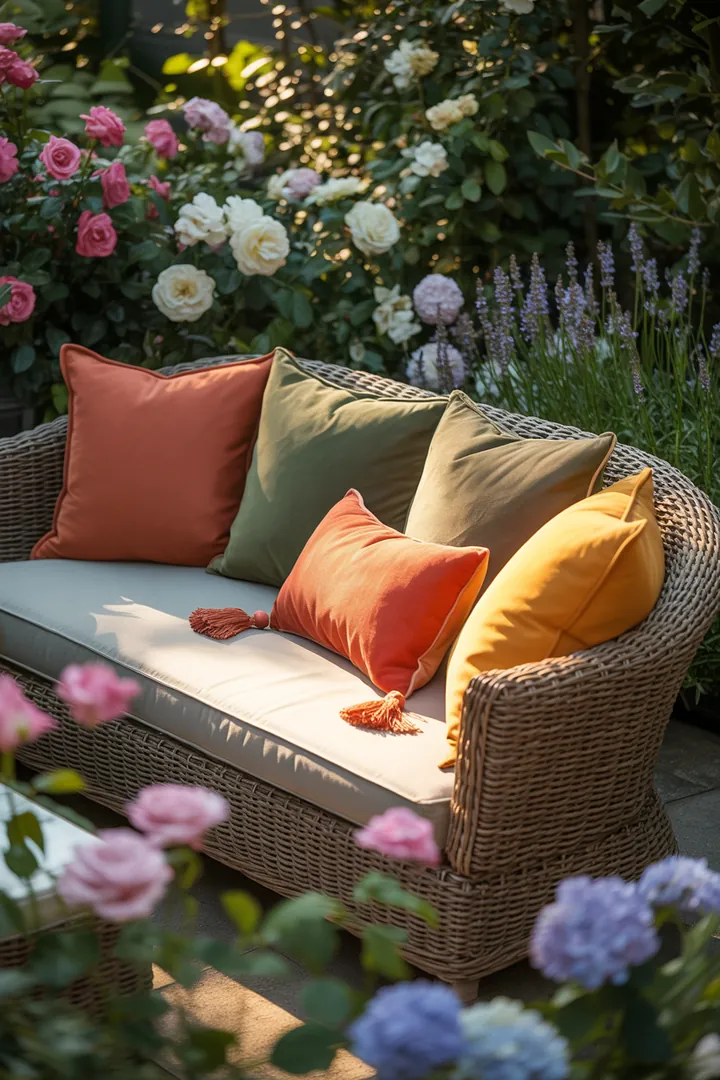 Elegantes Outdoor-Set aus geflochtenem Material für den Garten, ideal für entspannte Stunden auf der Terrasse mit stilvollen Rattan-Möbeln.