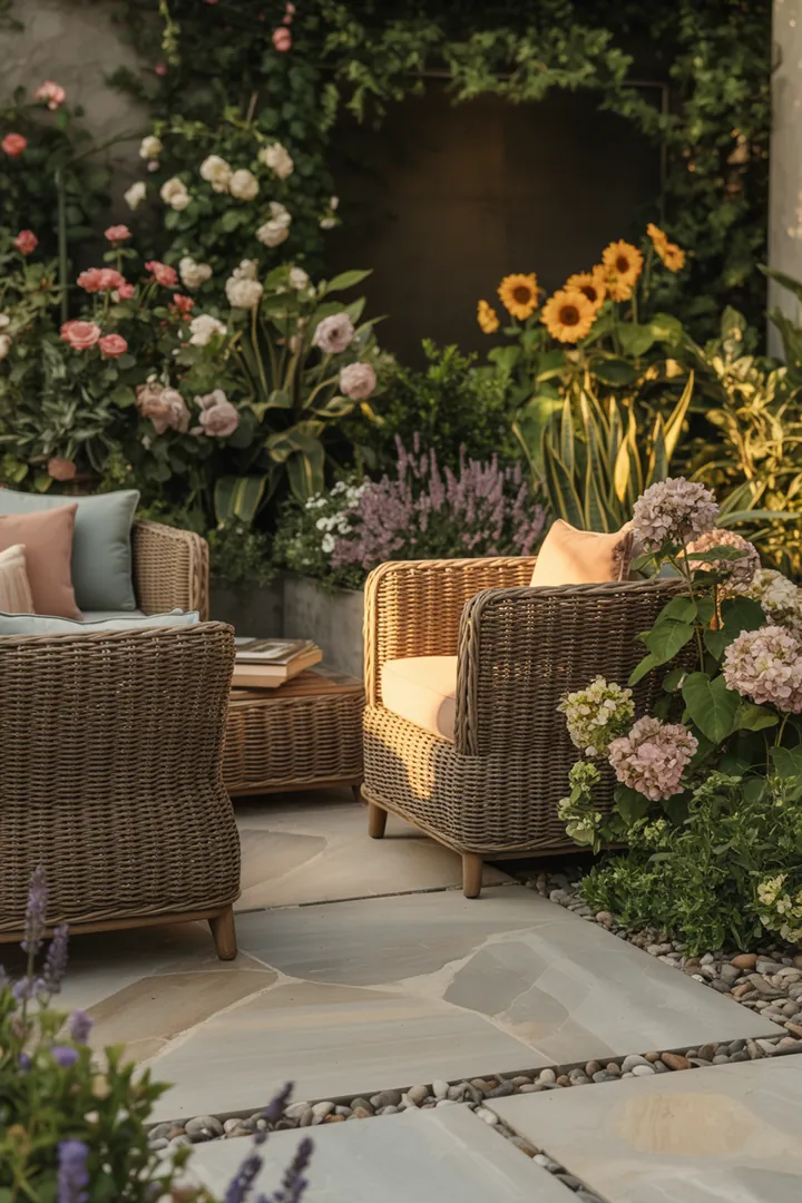 Elegantes Outdoor-Set aus strapazierfähigem Geflecht, ideal für entspannte Stunden im Garten oder auf der Terrasse. Perfekte Wahl für stilvolle Terrassenmöbel.