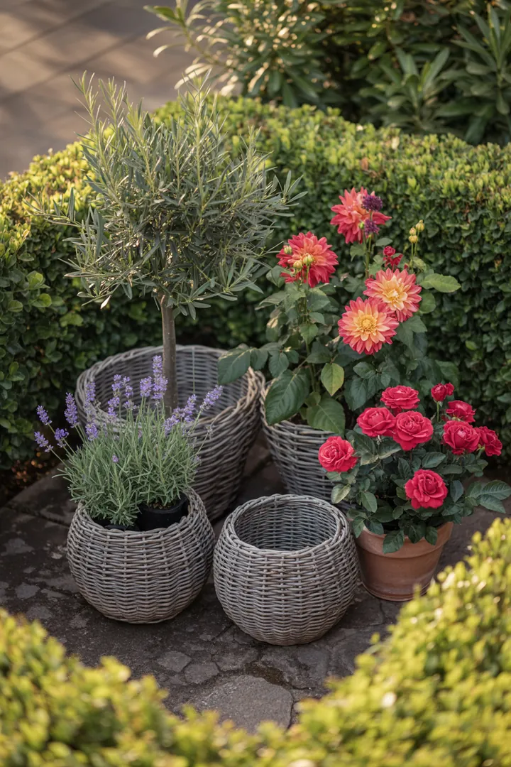 Elegantes Outdoor-Set aus robustem Geflechtmaterial, ideal für entspannte Stunden im Garten oder auf der Terrasse. Perfekt für stilvolle Freizeitgestaltung.