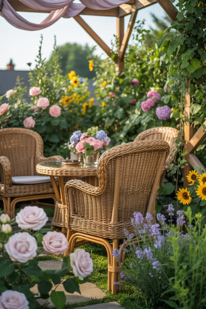 Elegante Gartenmöbel aus robustem Geflecht, ideal für entspannte Stunden im Freien, perfekt für jede Terrasse oder den Garten.