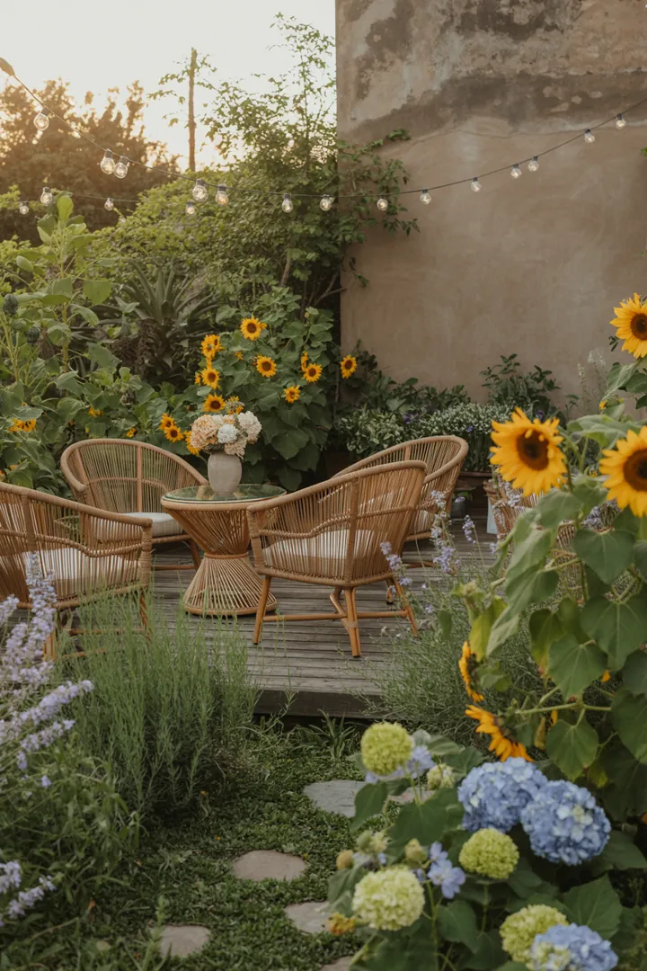 Stilvolle Outdoor-Möbel aus geflochtenem Material, ideal für den Garten oder die Terrasse, perfekt für entspannte Stunden im Freien.