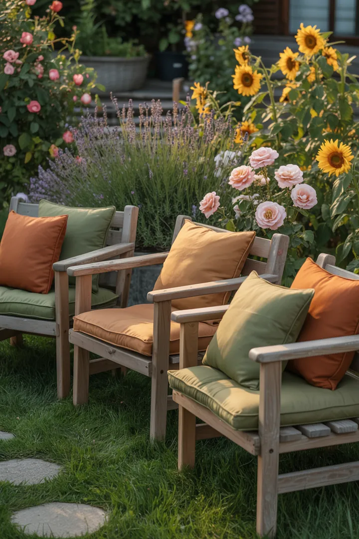 Rustikale Gartenmöbel in warmer Holzoptik, gefertigt aus massivem Holz, vereinen natürliches Design und Landhausstil für eine harmonische Außenbereichsgestaltung.