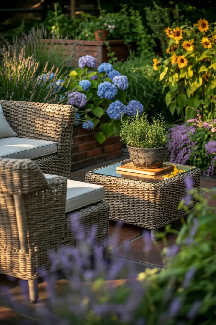 Elegante Sitzgruppe aus robustem Metall und edlen Materialien, ideal für stilvolle Außenbereiche und luxuriöse Entspannung.