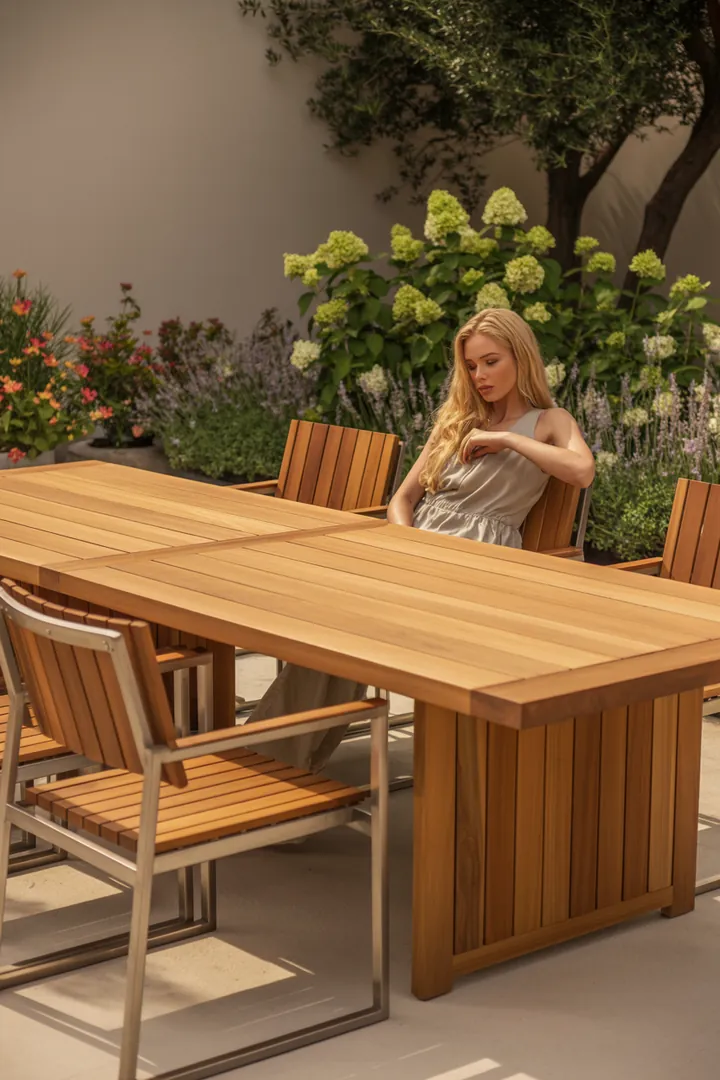 Elegante Möbel für den Außenbereich aus edelsten Materialien, kombiniert mit modernem Design für einen luxuriösen Garten.