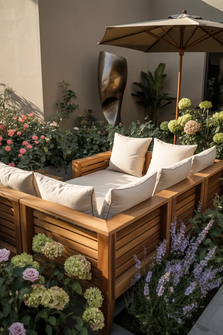 Elegante Sitzgruppe im Freien, die stilvolles Premium-Design verkörpert und eine exklusive Atmosphäre für entspannte Stunden im Garten schafft.